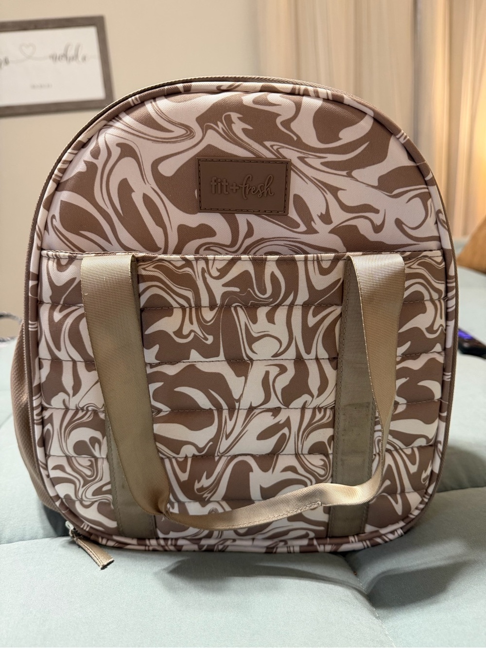 fit + fresh Swirl Print Women’s Backpack in Beige & White